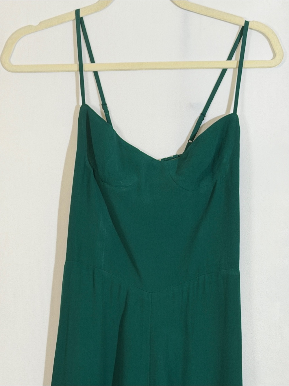 Reformation Jumpsuit Size 0 Emerald Green Smocked Back - Picture 4 of 12